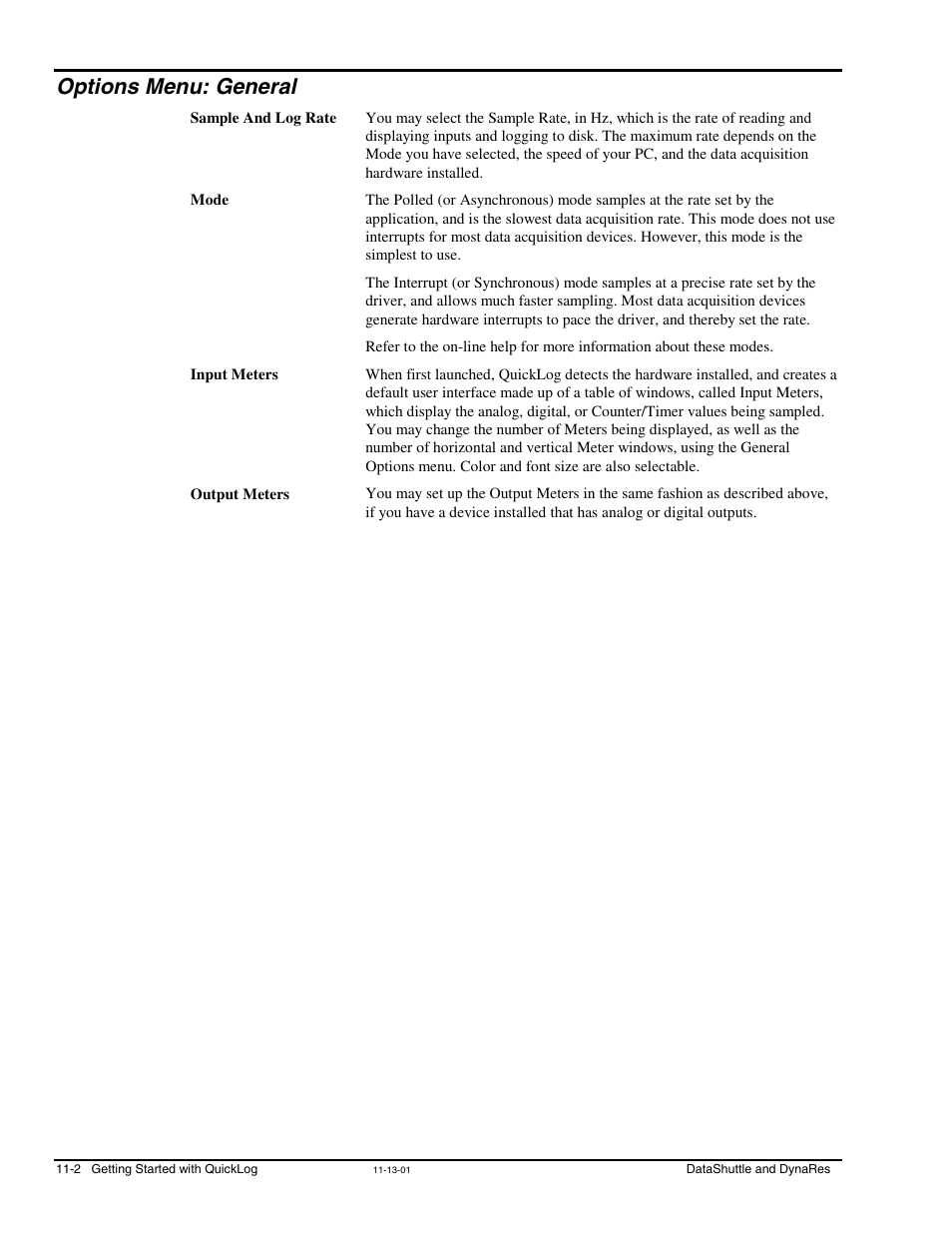 Options menu: general | Measurement Computing DataShuttle User Manual | Page 94 / 126
