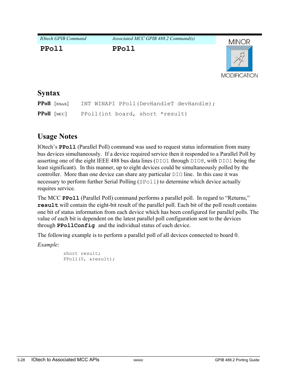 Ppoll, Ppoll ppoll, Syntax | Measurement Computing GPIB-488.2 User Manual | Page 46 / 64