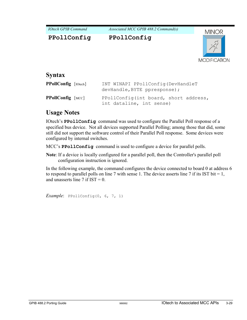 Ppollconfig, Ppollconfig ppollconfig, Syntax | Measurement Computing GPIB-488.2 User Manual | Page 47 / 64
