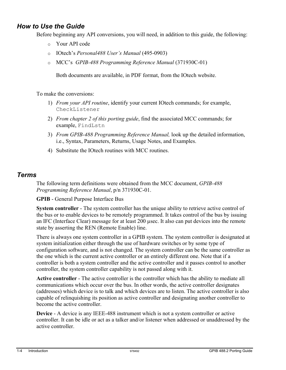 How to use the guide, Terms | Measurement Computing GPIB-488.2 User Manual | Page 6 / 64