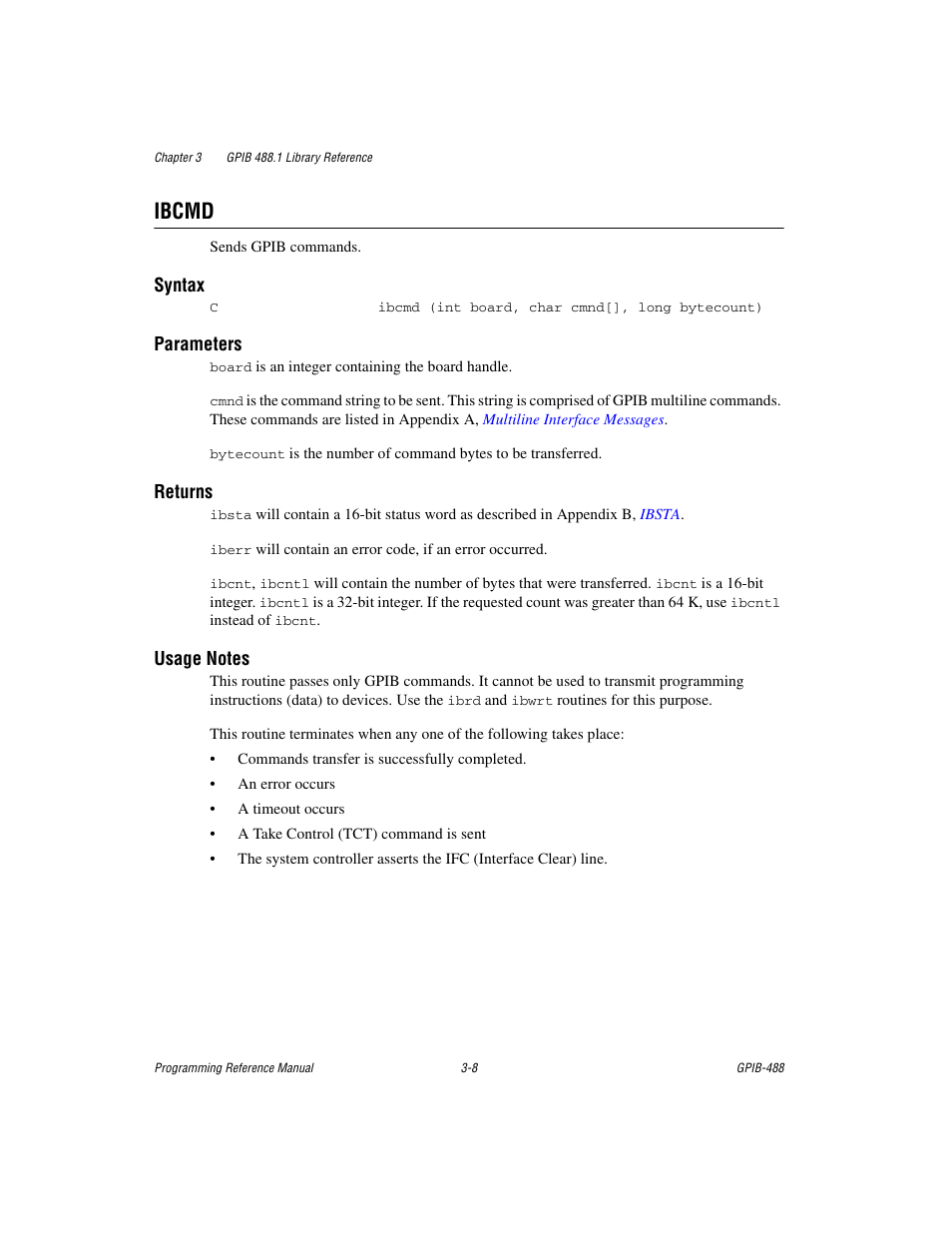 Ibcmd, Ibcmd -8 | Measurement Computing GPIB-488 User Manual | Page 21 / 116