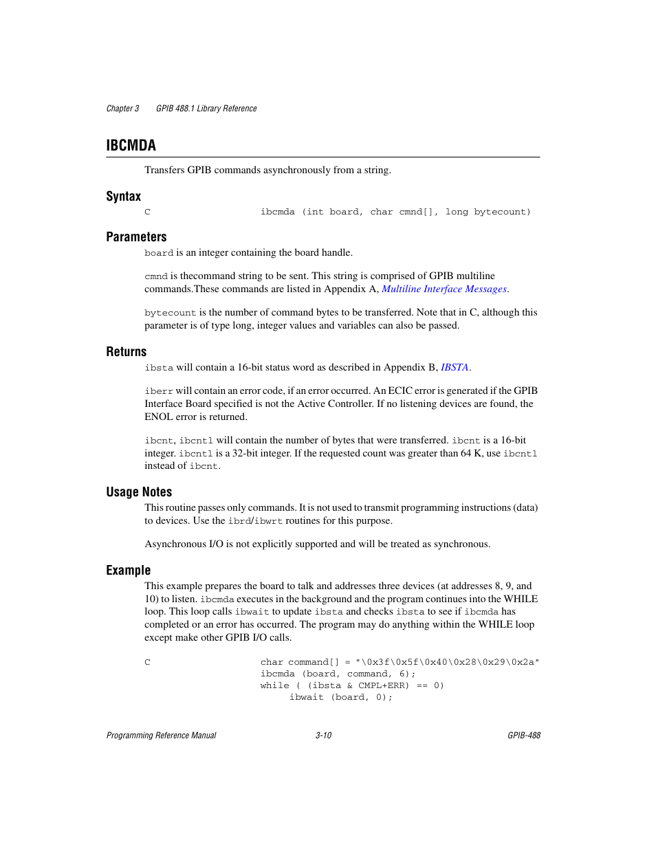 Ibcmda, Ibcmda -10 | Measurement Computing GPIB-488 User Manual | Page 23 / 116