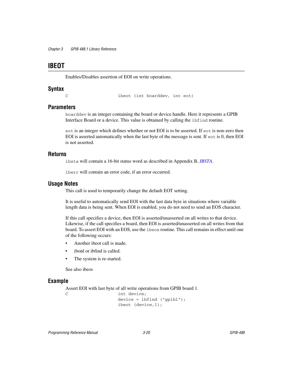 Ibeot, Ibeot -20 | Measurement Computing GPIB-488 User Manual | Page 33 / 116