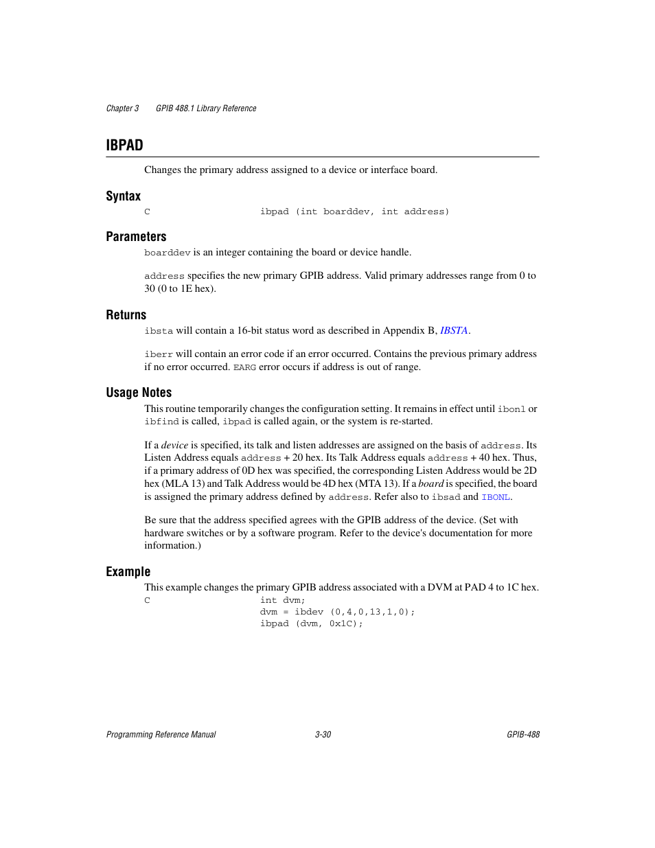 Ibpad | Measurement Computing GPIB-488 User Manual | Page 43 / 116