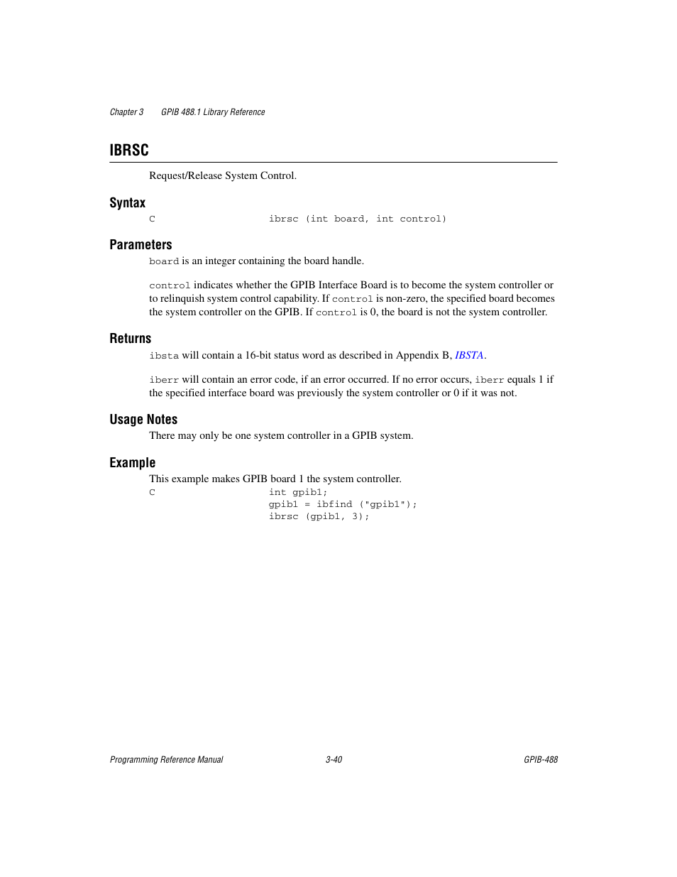 Ibrsc, Ibrsc -40 | Measurement Computing GPIB-488 User Manual | Page 53 / 116