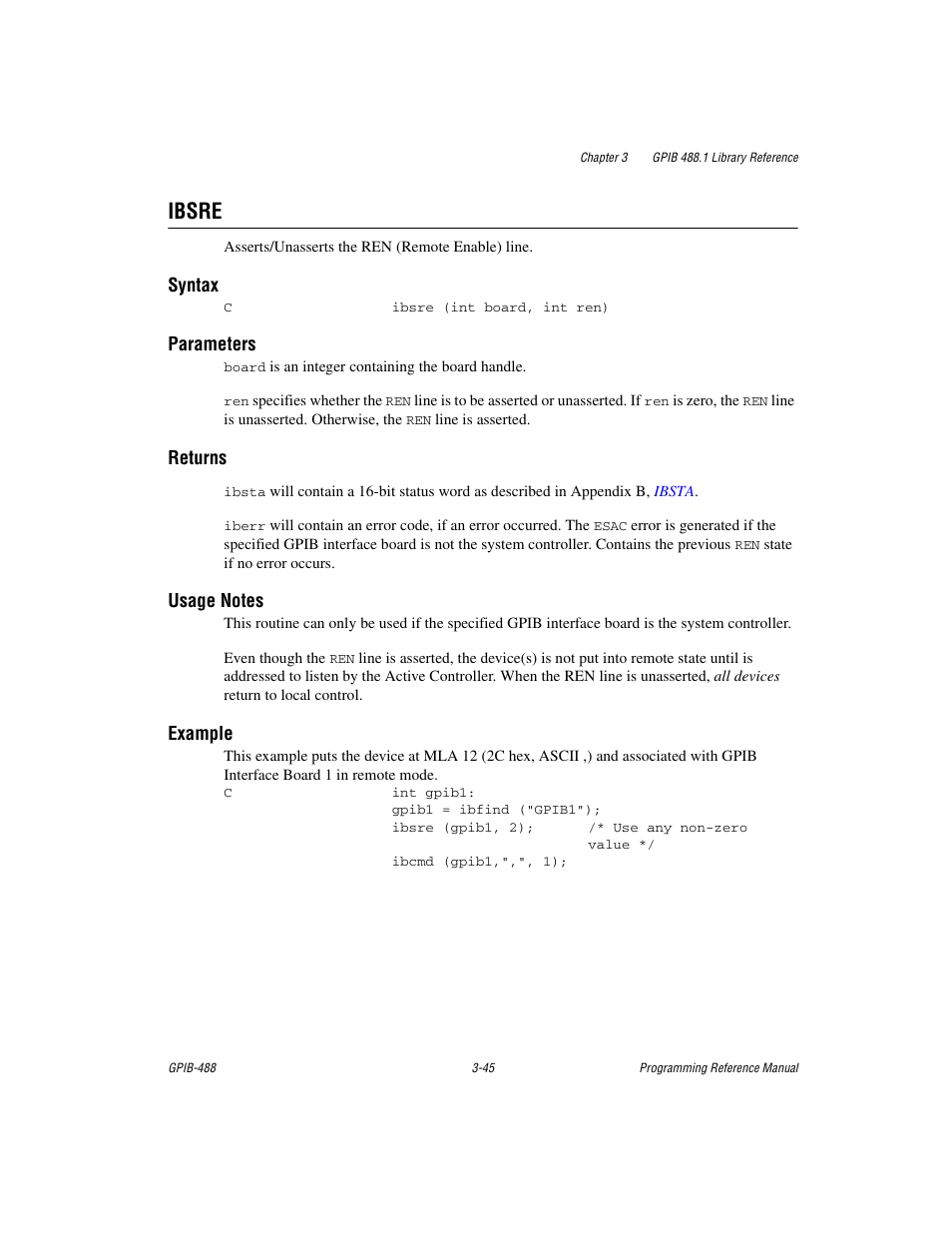 Ibsre, Ibsre -45 | Measurement Computing GPIB-488 User Manual | Page 58 / 116