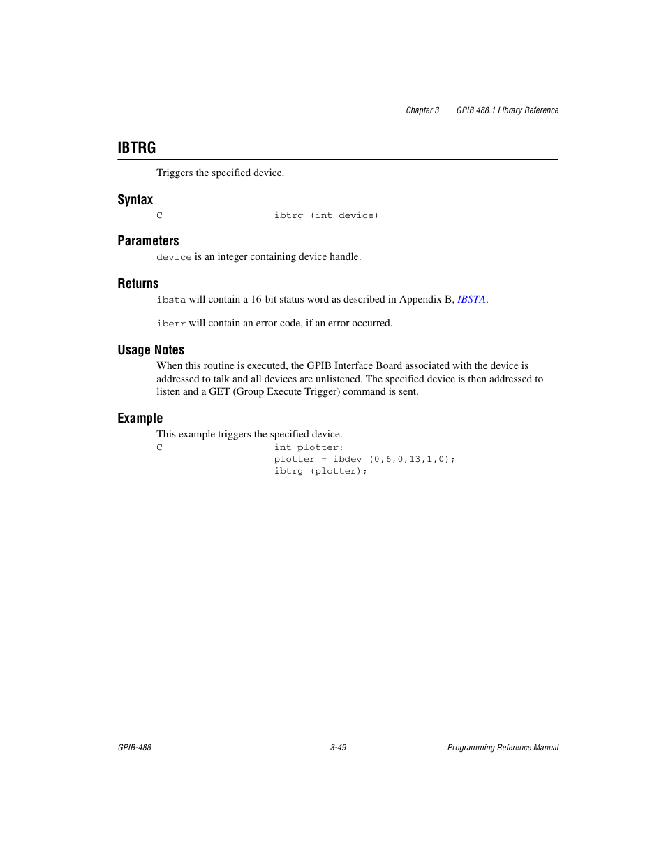 Ibtrg, Ibtrg -49 | Measurement Computing GPIB-488 User Manual | Page 62 / 116