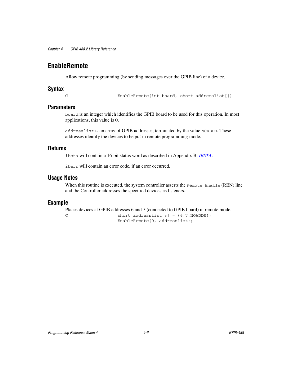 Enableremote, Enableremote -6 | Measurement Computing GPIB-488 User Manual | Page 74 / 116