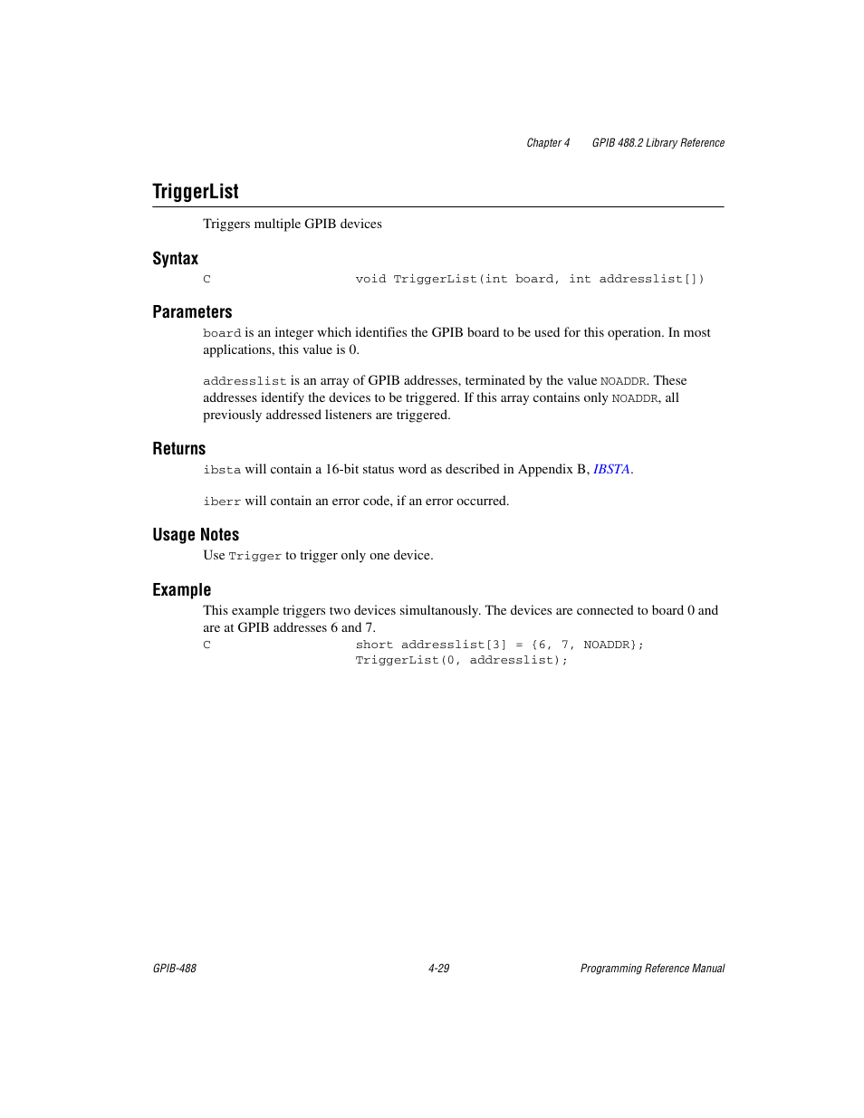 Triggerlist, Triggerlist -29 | Measurement Computing GPIB-488 User Manual | Page 97 / 116