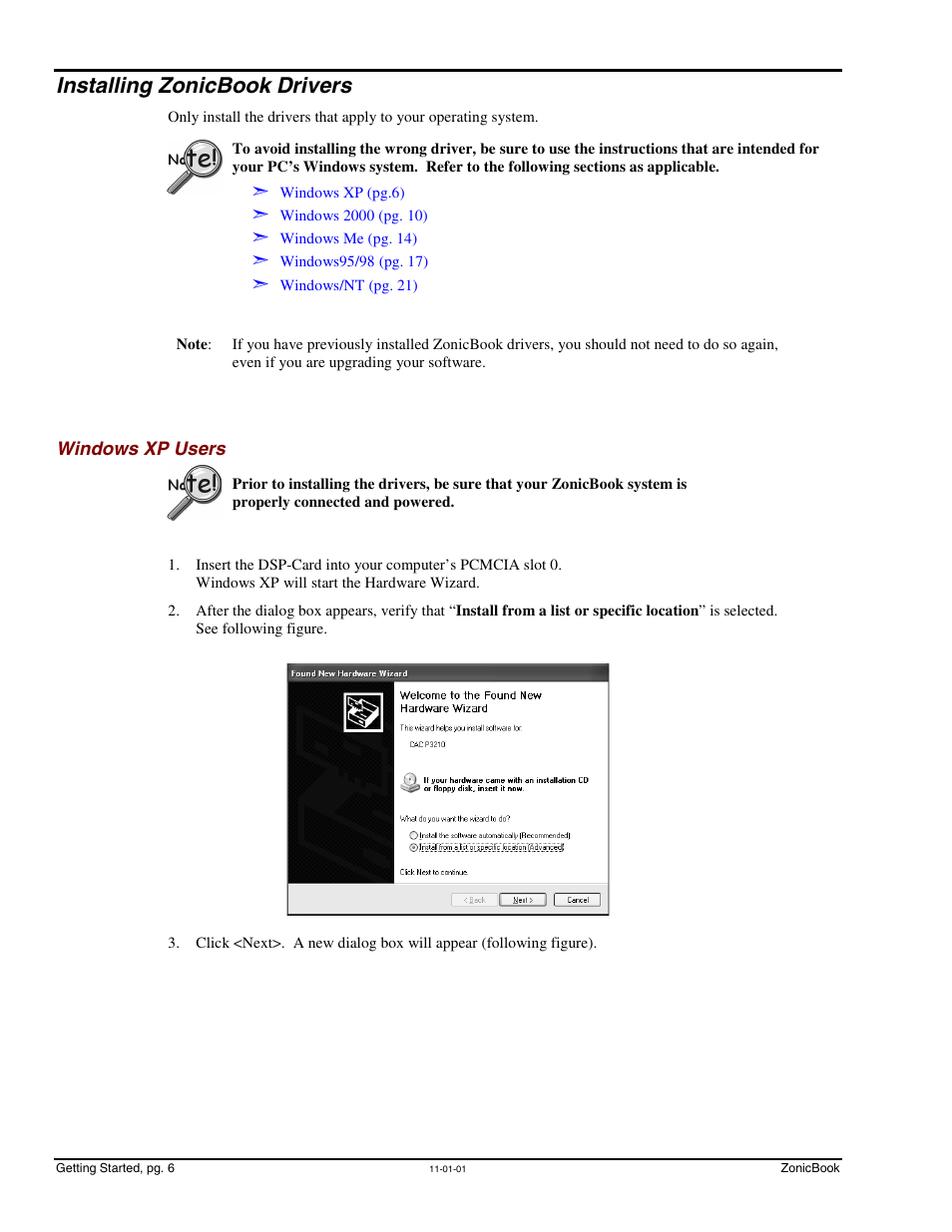 Installing zonicbook drivers, Windows xp users, Installing zonicbook drivers …… 5 | Windows xp users …… 6 | Measurement Computing ZonicBook Rev.3.0 User Manual | Page 10 / 28