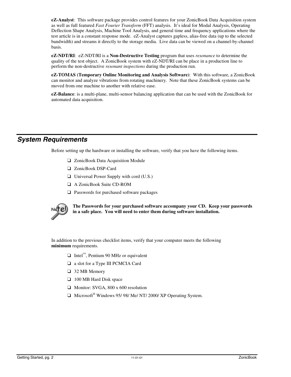 System requirements, System requirements …… 2 | Measurement Computing ZonicBook Rev.3.0 User Manual | Page 6 / 28