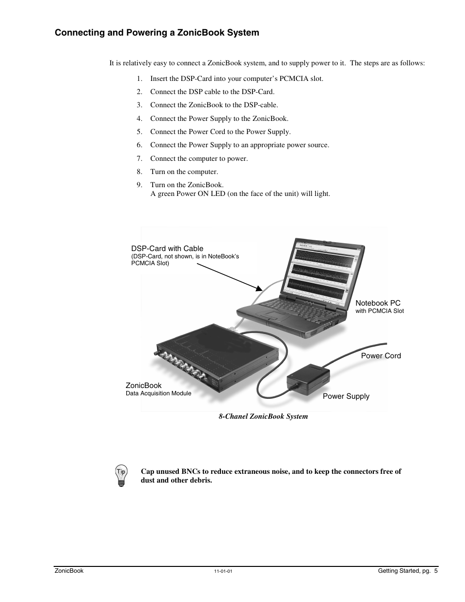 Connecting and powering a zonicbook system, Connecting and powering a zonicbook system……5 | Measurement Computing ZonicBook Rev.3.0 User Manual | Page 9 / 28