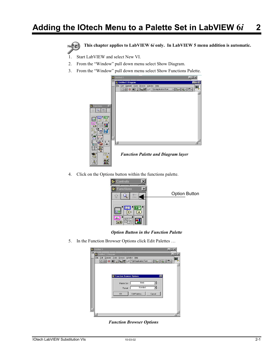 Adding the iotech menu to a palette set in labview | Measurement Computing LabVIEW Rev.3.0 User Manual | Page 7 / 18