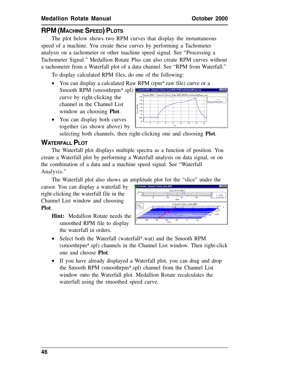 Rpm (machine speed) plots, Waterfall plot, Rpm (m | Achine, Peed, Lots, Aterfall | Measurement Computing Medallion Rotate rev.2.3 User Manual | Page 46 / 52