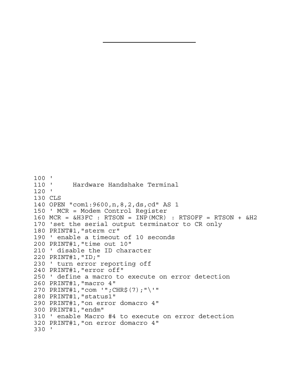 Appendix d-sample terminal programs, Sample terminal programs | Measurement Computing Micro 488/EX rev.2.1 User Manual | Page 215 / 218