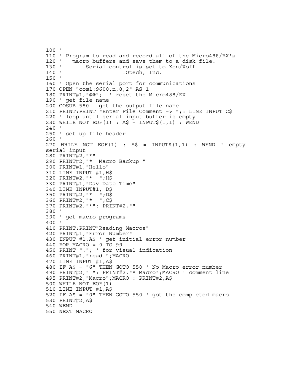 Read macro buffers program | Measurement Computing Micro 488/EX rev.2.1 User Manual | Page 64 / 218