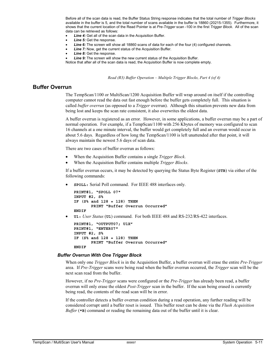 Buffer overrun | Measurement Computing TempScan/1100 User Manual | Page 101 / 306