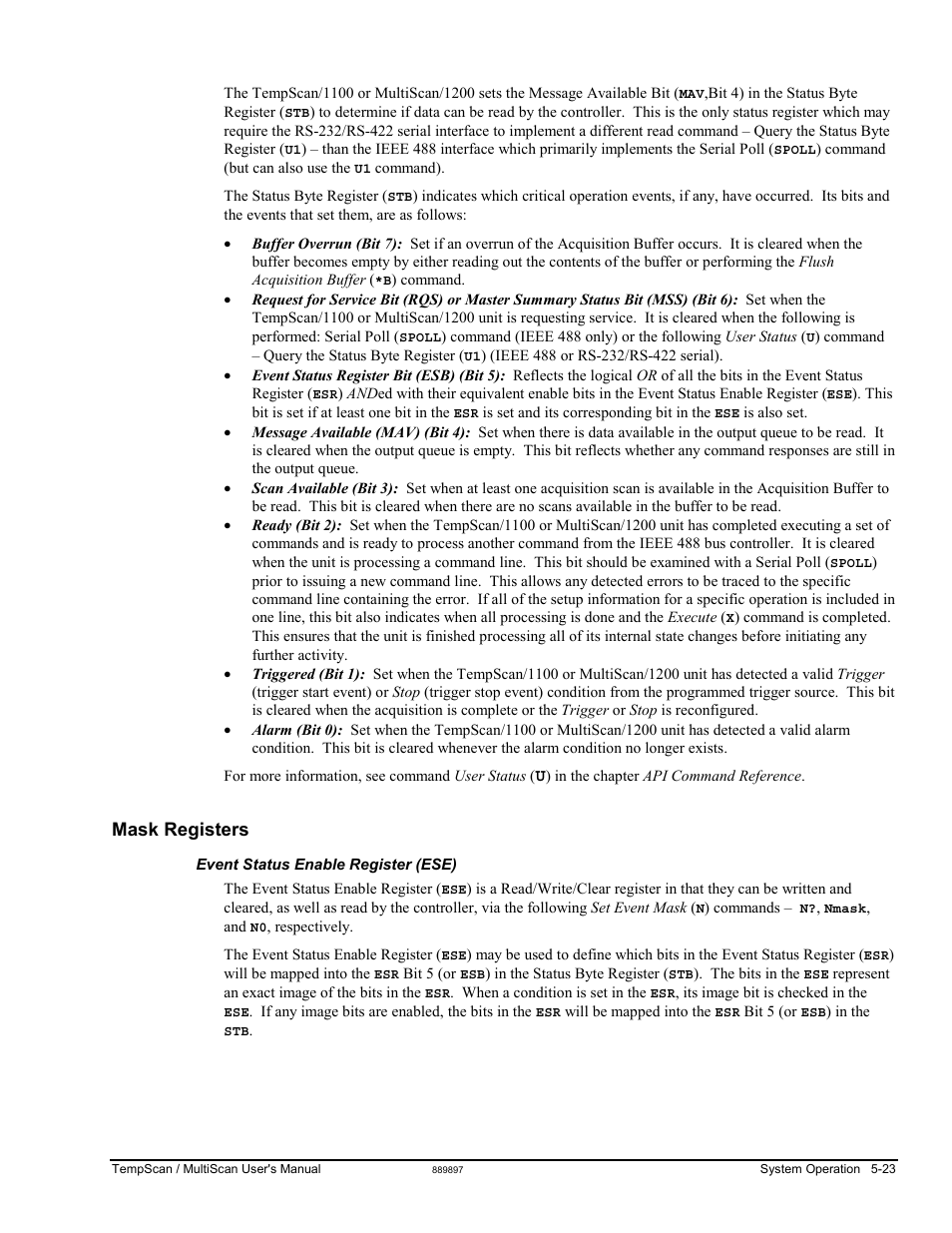 Mask registers | Measurement Computing TempScan/1100 User Manual | Page 113 / 306