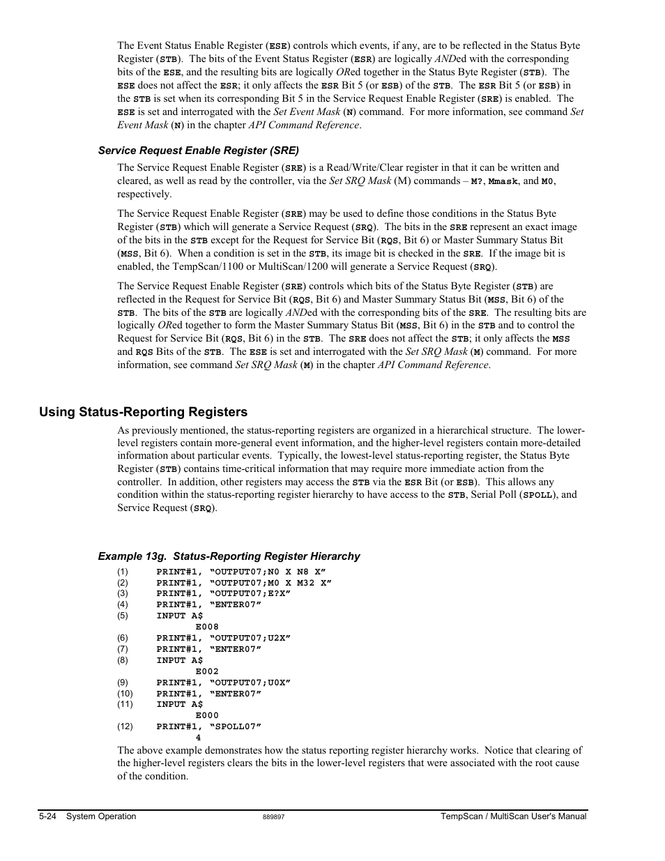 Using status-reporting registers | Measurement Computing TempScan/1100 User Manual | Page 114 / 306