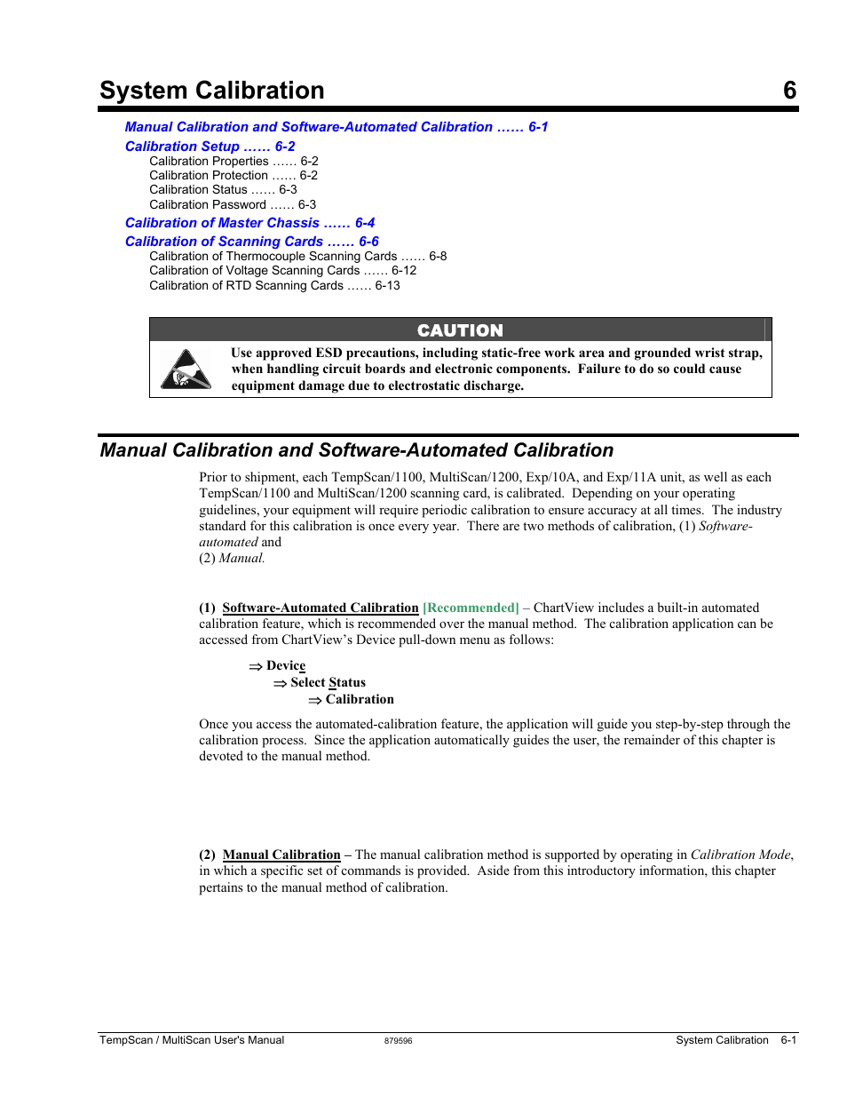 Ch 6 - system calibration, Introduction, Calibration setup | Calibration properties, System calibration 6, Caution | Measurement Computing TempScan/1100 User Manual | Page 117 / 306