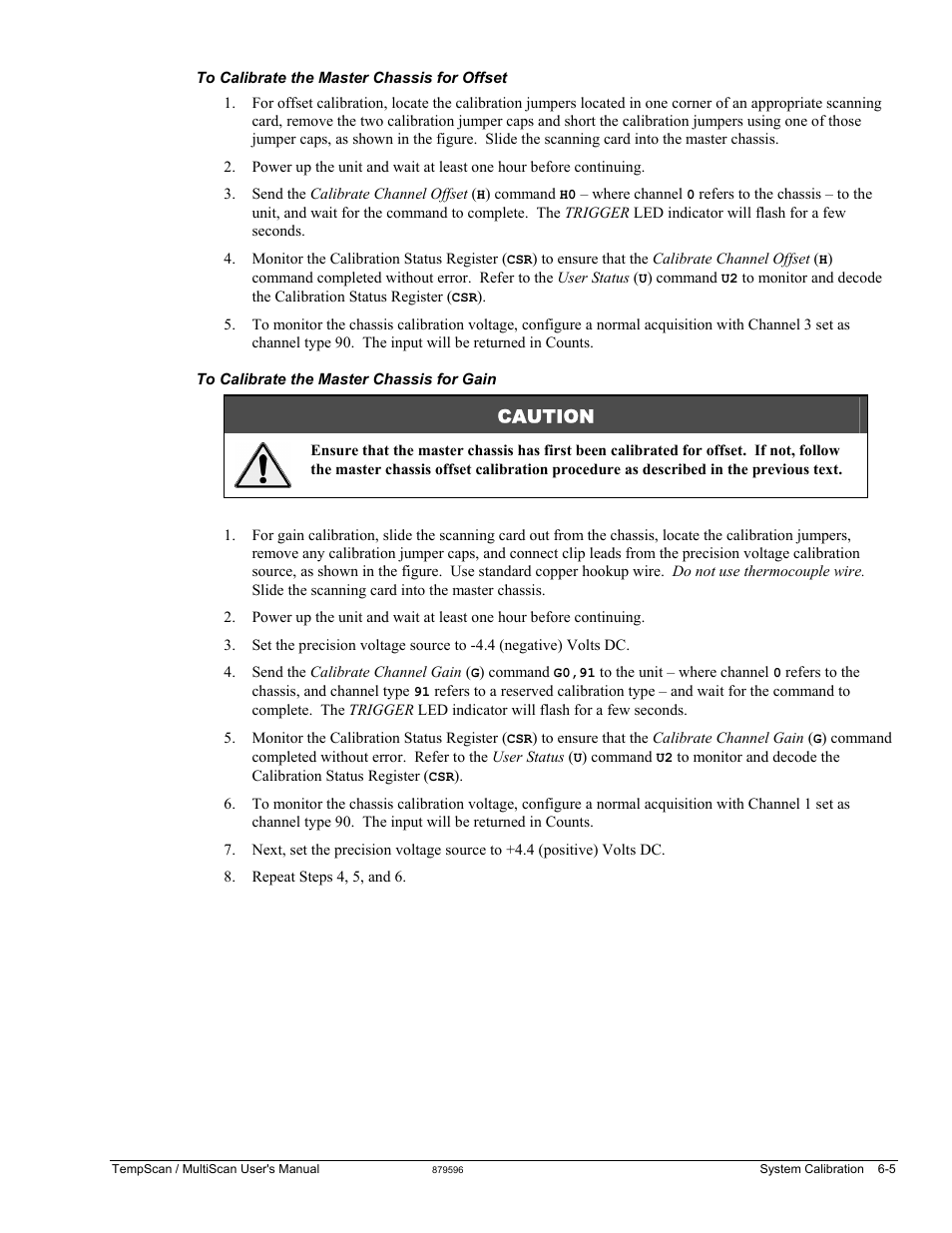 Caution | Measurement Computing TempScan/1100 User Manual | Page 121 / 306