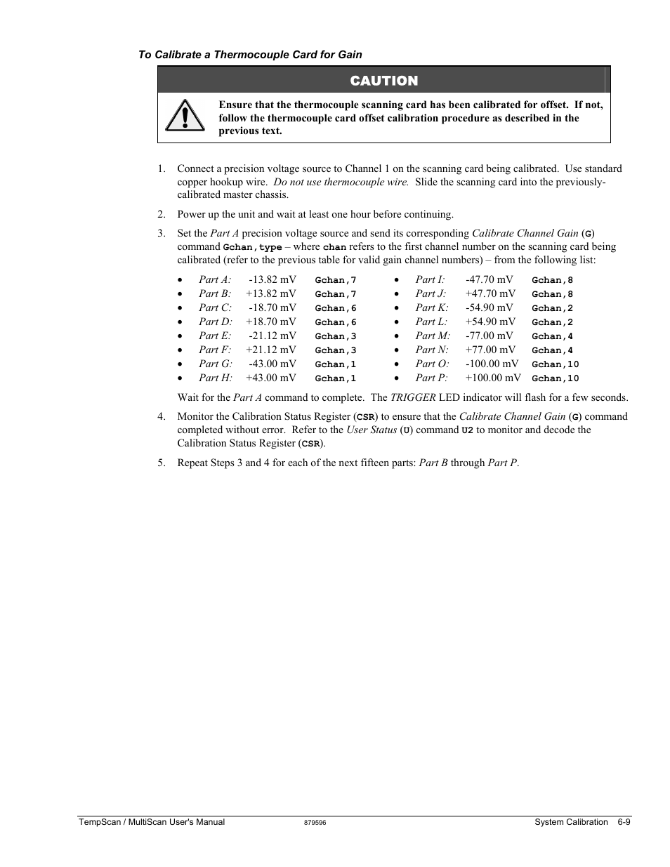 Caution | Measurement Computing TempScan/1100 User Manual | Page 125 / 306
