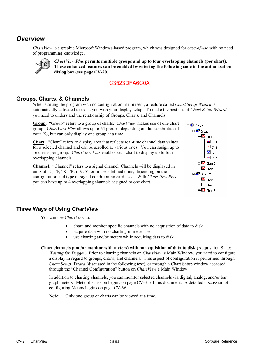 Overview, Groups, charts, & channels ……cv-2 | Measurement Computing TempScan/1100 User Manual | Page 134 / 306