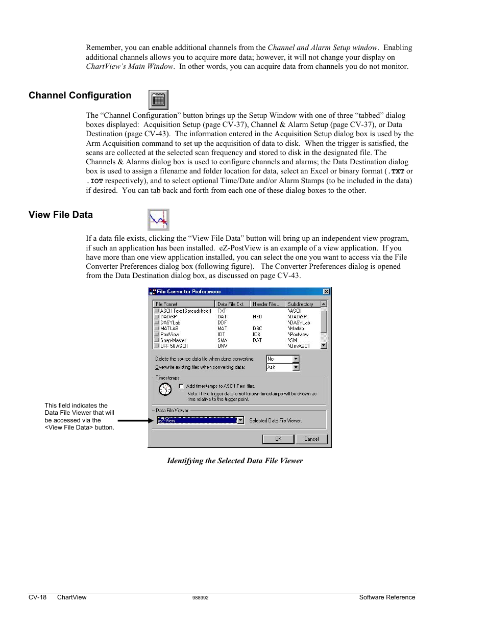 Channel configuration, View file data | Measurement Computing TempScan/1100 User Manual | Page 150 / 306