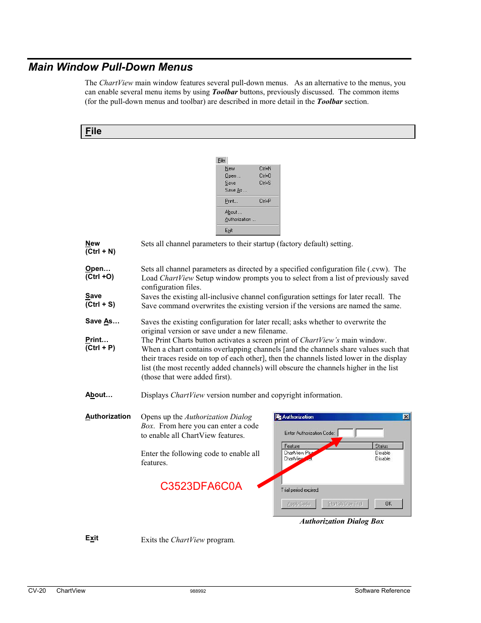 Main window pull-down menus, Bar graph, analog, and digital meters …cv-31, File | Measurement Computing TempScan/1100 User Manual | Page 152 / 306