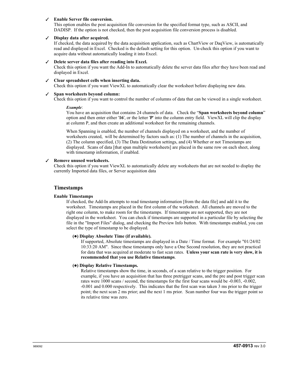 Timestamps | Measurement Computing TempScan/1100 User Manual | Page 187 / 306