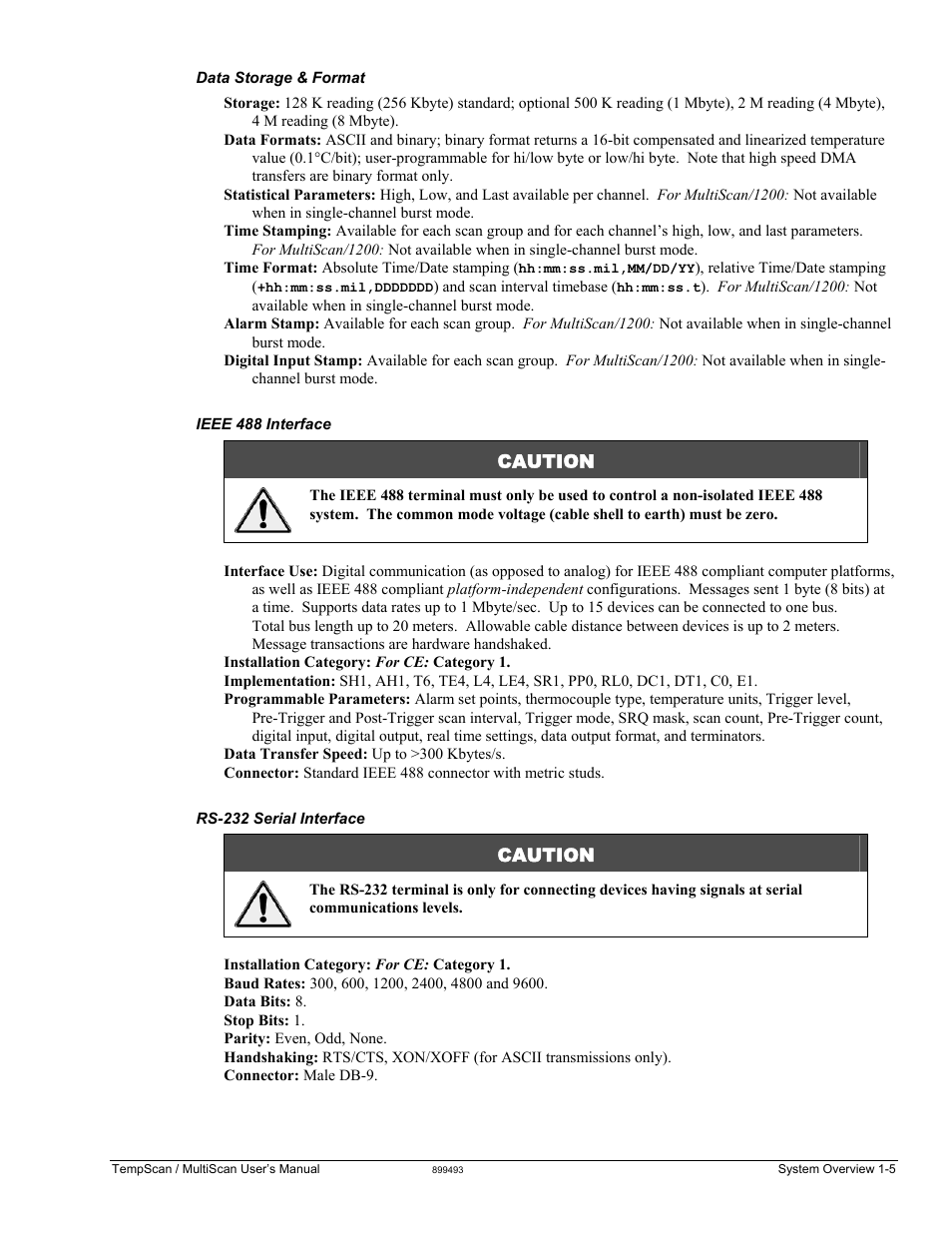Caution | Measurement Computing TempScan/1100 User Manual | Page 19 / 306