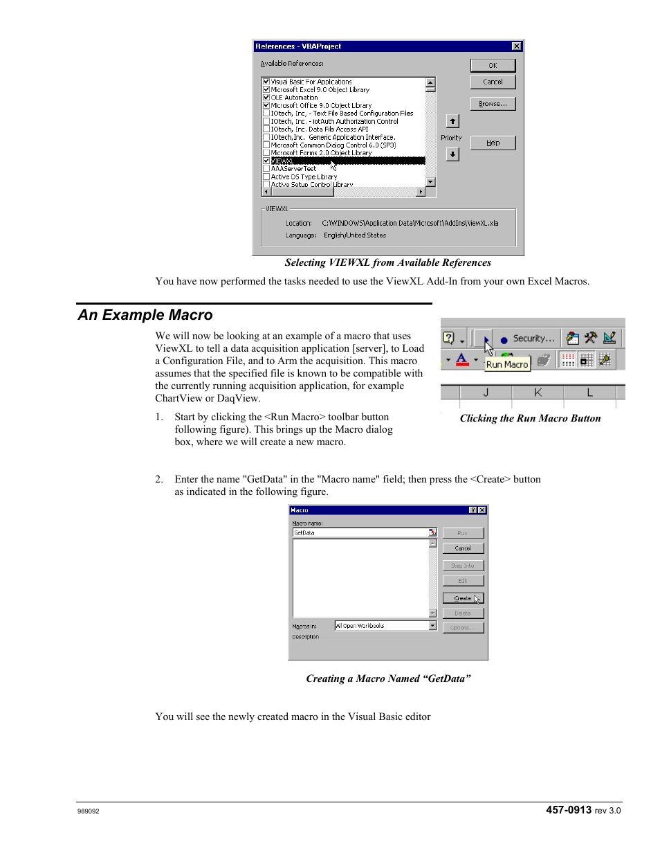 An example macro, Viewxl api definition …… vxl-11 | Measurement Computing TempScan/1100 User Manual | Page 191 / 306