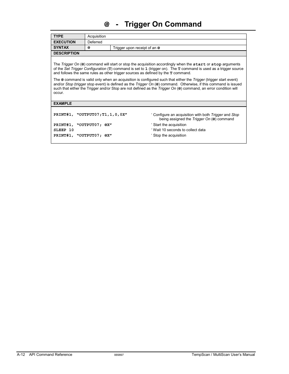 Trigger on command | Measurement Computing TempScan/1100 User Manual | Page 208 / 306