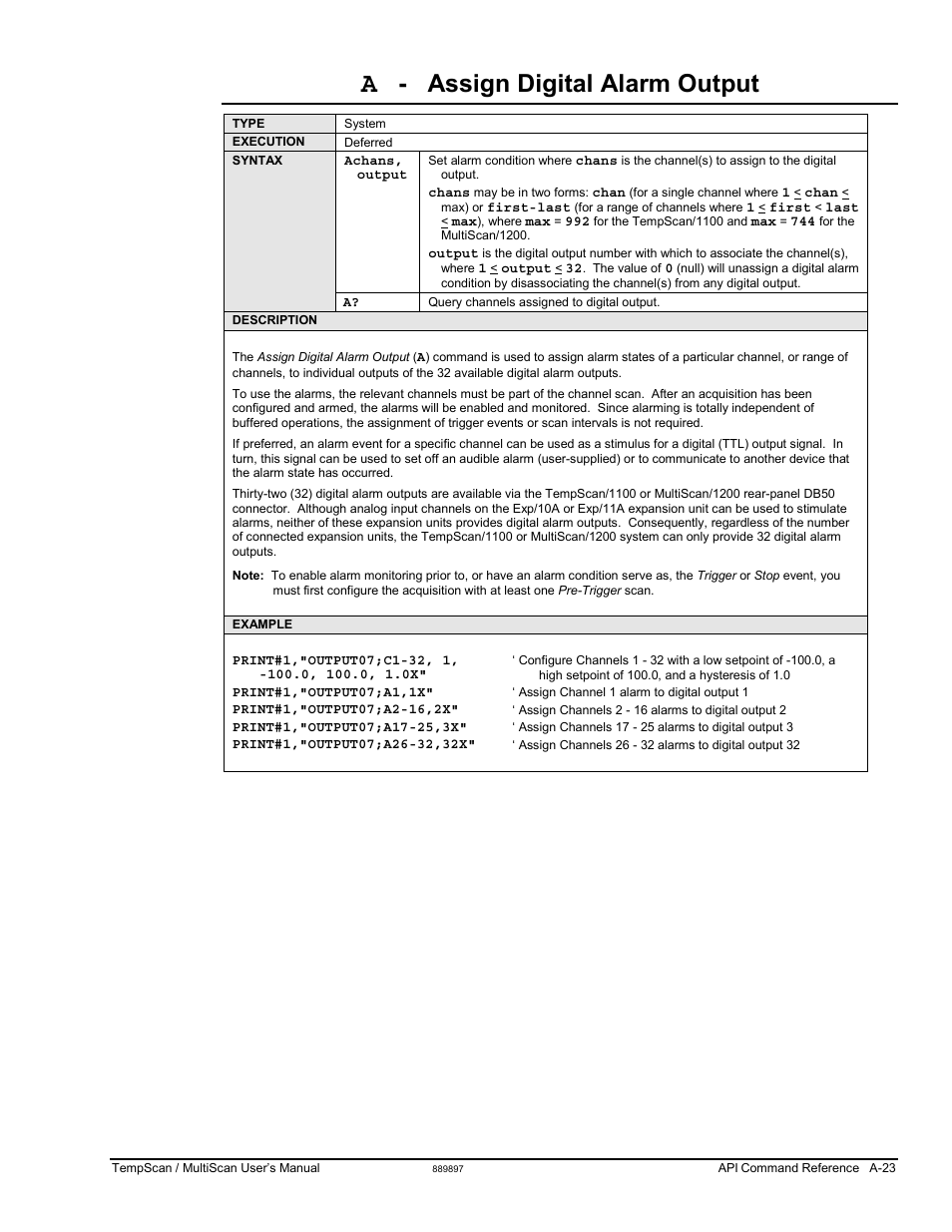 Assign digital alarm output | Measurement Computing TempScan/1100 User Manual | Page 219 / 306