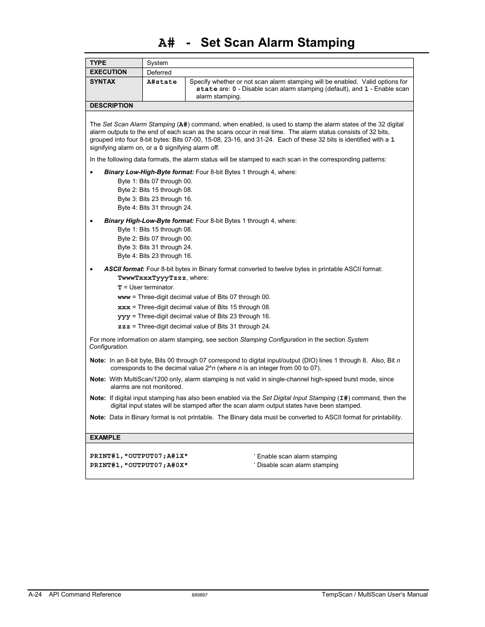 Set scan alarm stamping | Measurement Computing TempScan/1100 User Manual | Page 220 / 306