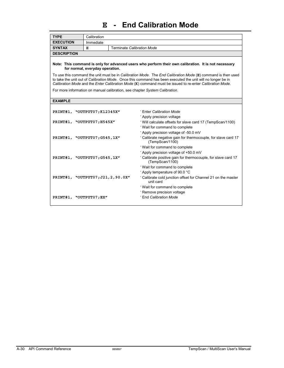 End calibration mode | Measurement Computing TempScan/1100 User Manual | Page 226 / 306