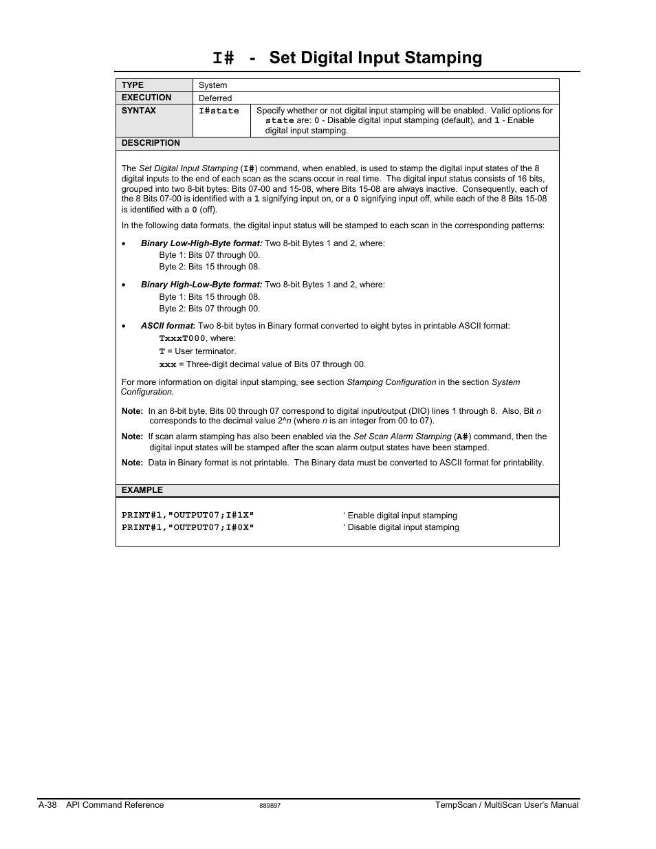 Set digital input stamping | Measurement Computing TempScan/1100 User Manual | Page 234 / 306