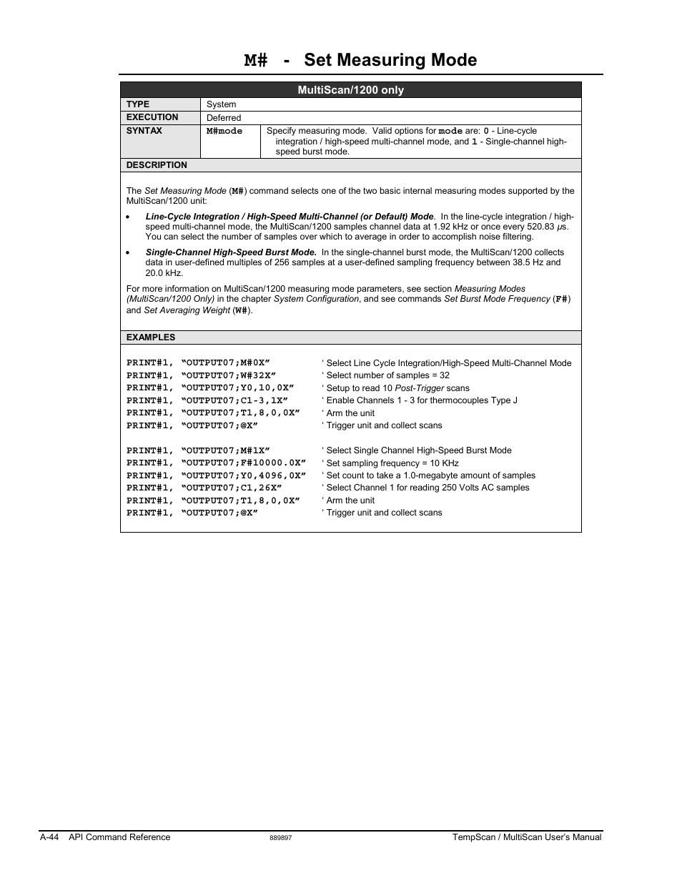 Set measuring mode | Measurement Computing TempScan/1100 User Manual | Page 240 / 306