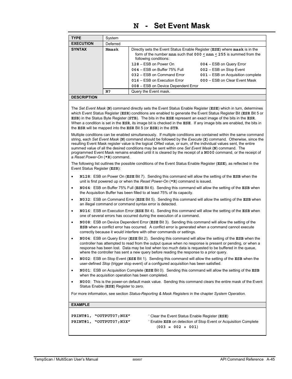 Set event mask | Measurement Computing TempScan/1100 User Manual | Page 241 / 306