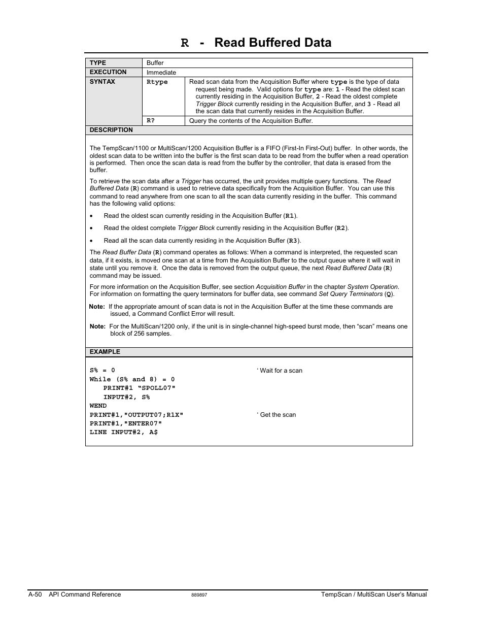 Read buffered data | Measurement Computing TempScan/1100 User Manual | Page 246 / 306