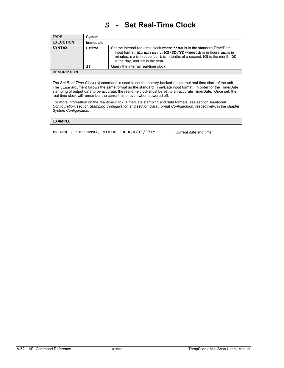 Set real-time clock | Measurement Computing TempScan/1100 User Manual | Page 248 / 306