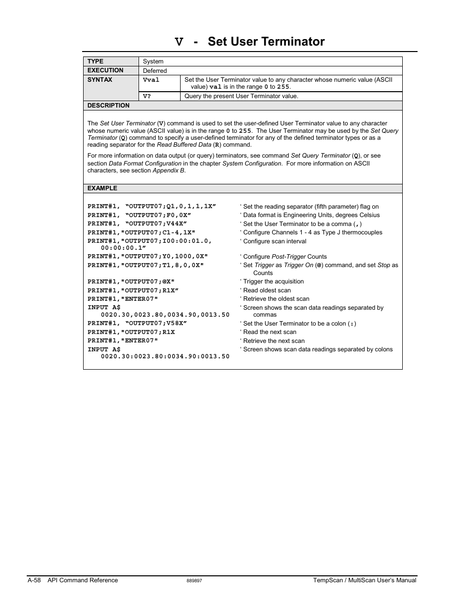 Set user terminator | Measurement Computing TempScan/1100 User Manual | Page 254 / 306