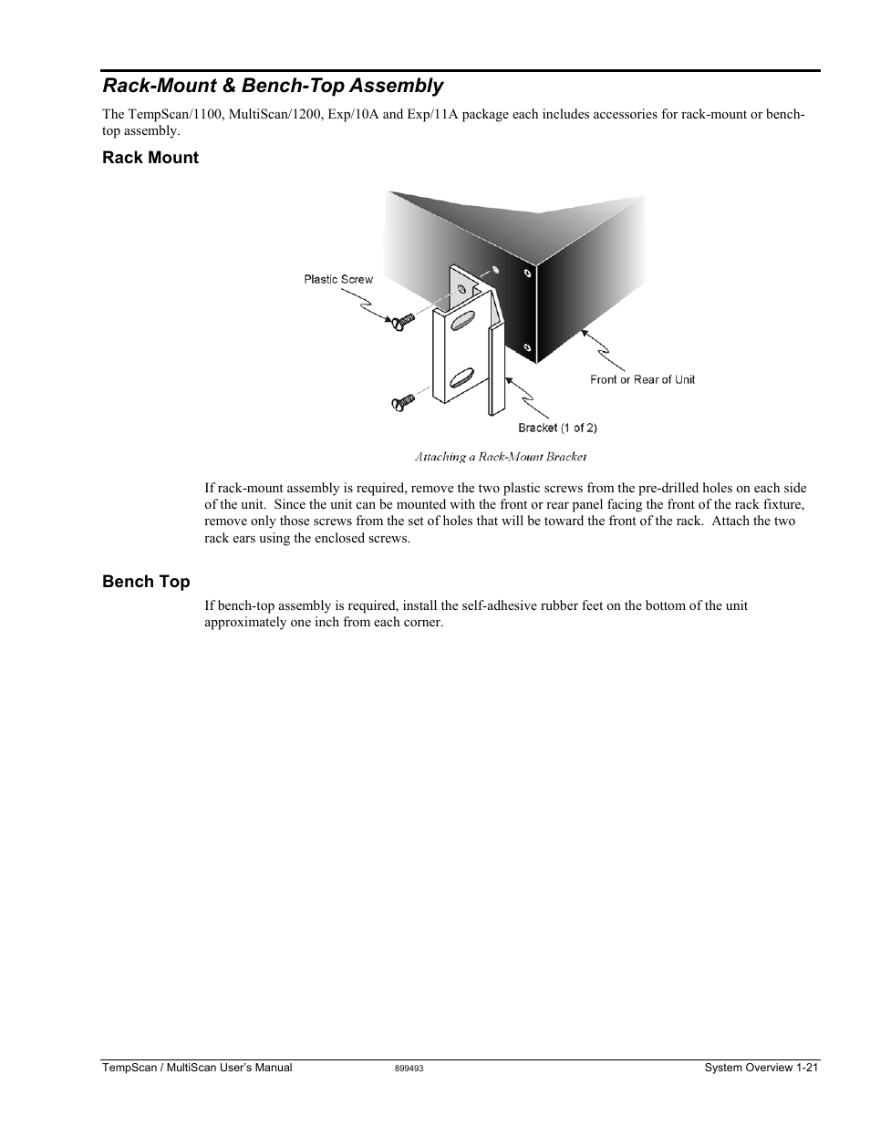 Rack-mount & bench-top assembly, Rack mount, Bench top | Rack-mount & bench-top assembly -21 | Measurement Computing TempScan/1100 User Manual | Page 35 / 306