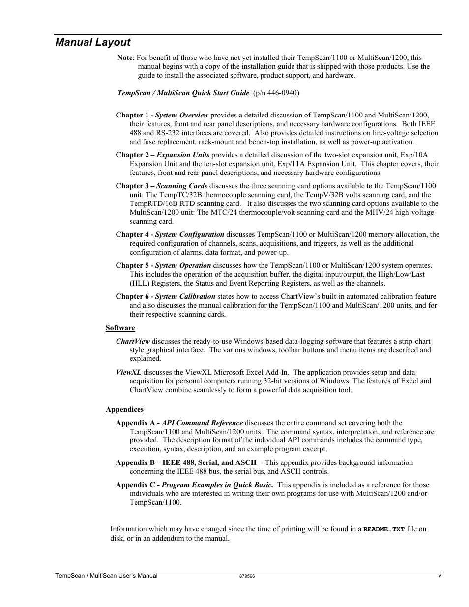 Manual layout | Measurement Computing TempScan/1100 User Manual | Page 5 / 306
