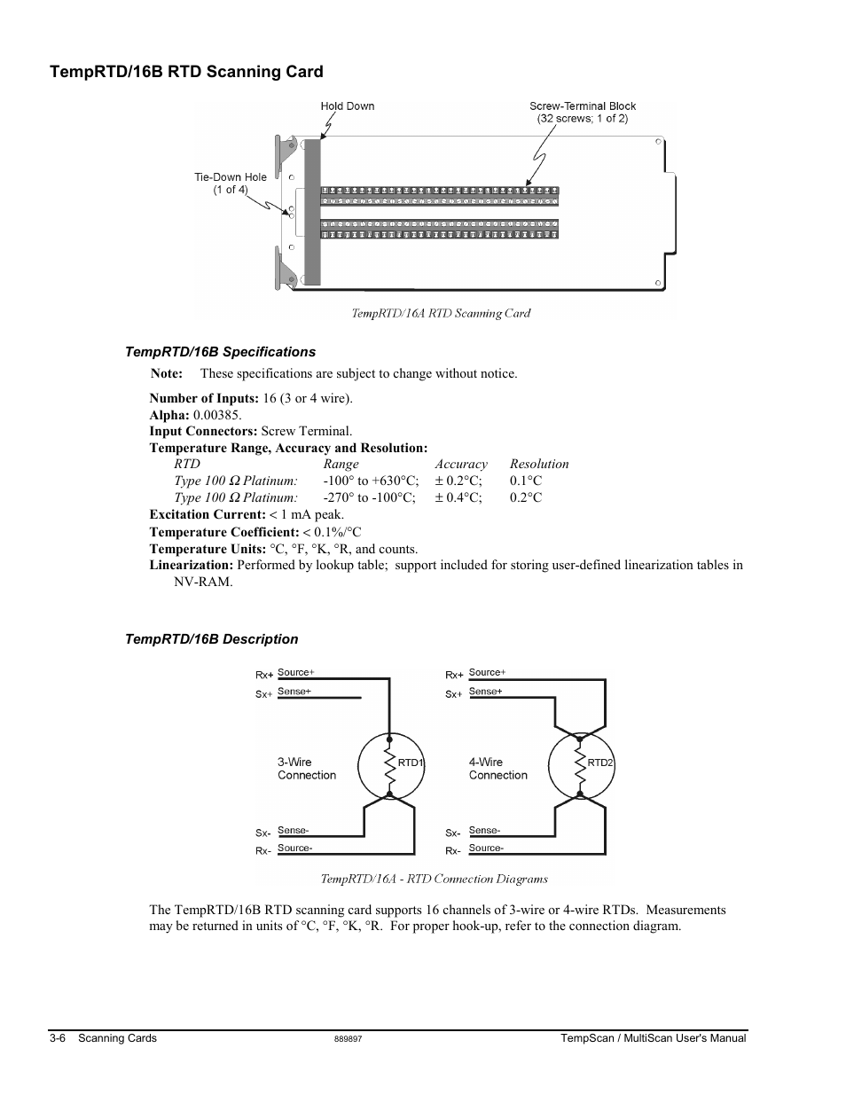 Temprtd/16b rtd scanning card | Measurement Computing TempScan/1100 User Manual | Page 54 / 306