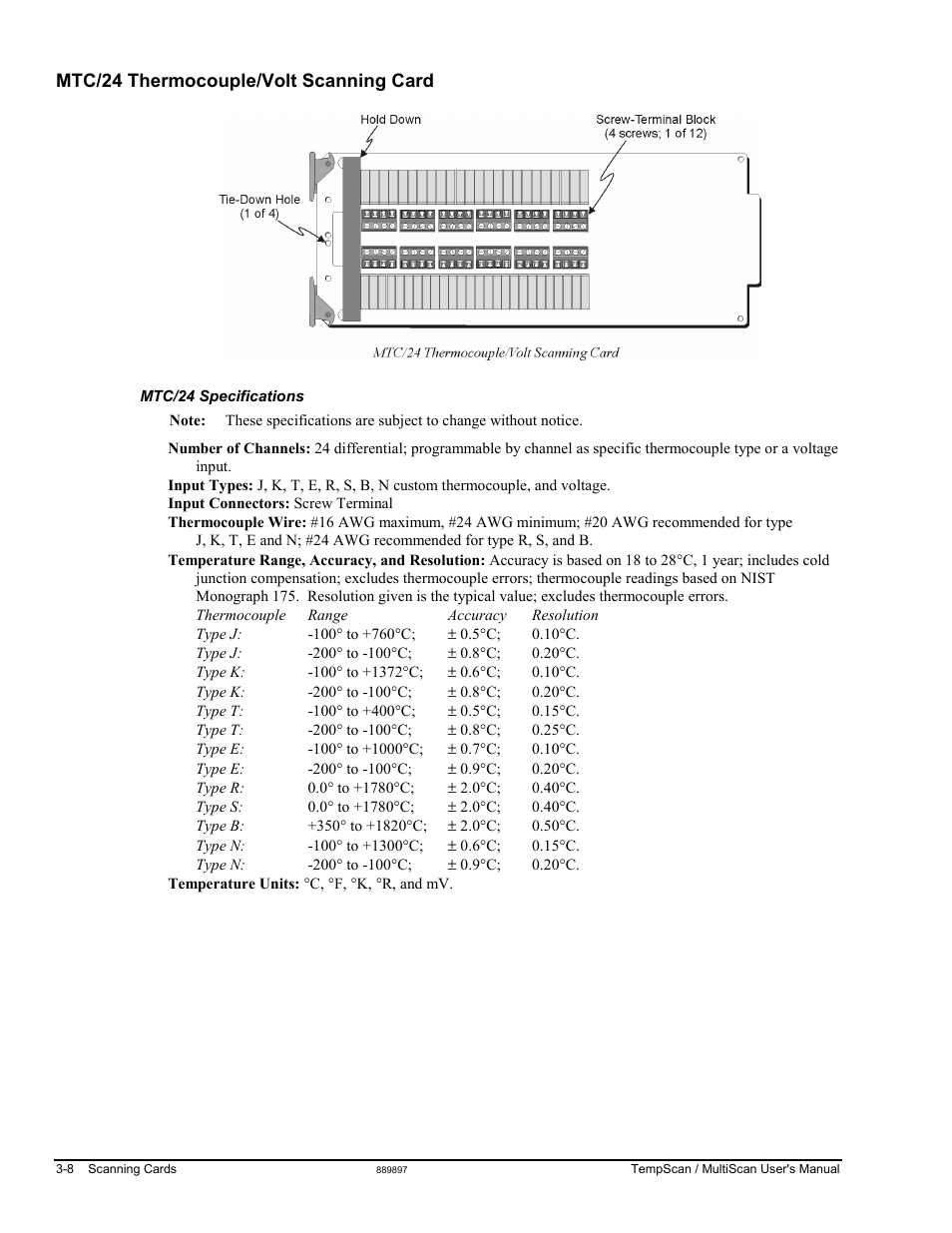 Mtc/24 thermocouple/volt scanning card | Measurement Computing TempScan/1100 User Manual | Page 56 / 306