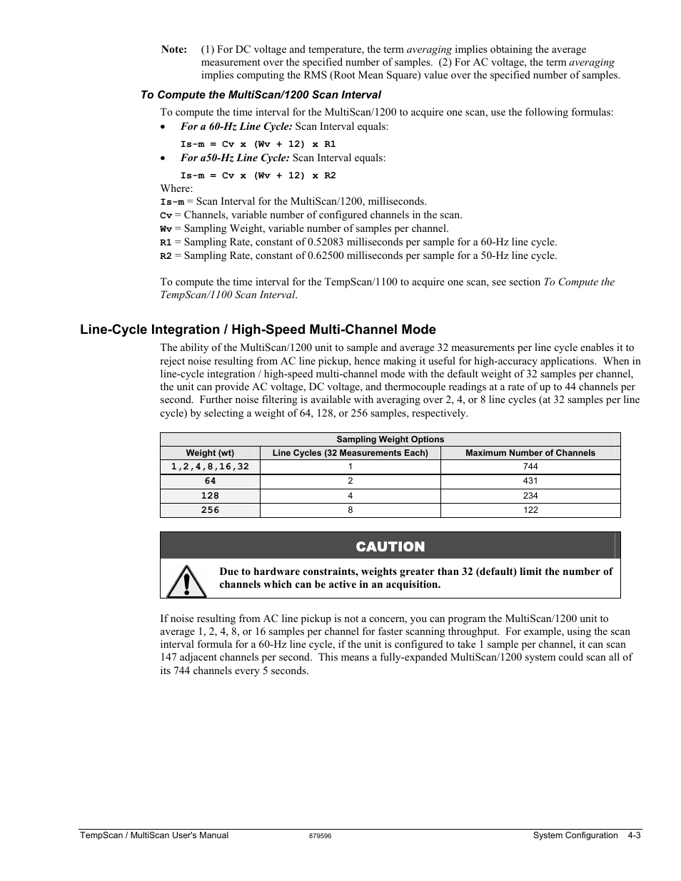 Caution | Measurement Computing TempScan/1100 User Manual | Page 61 / 306