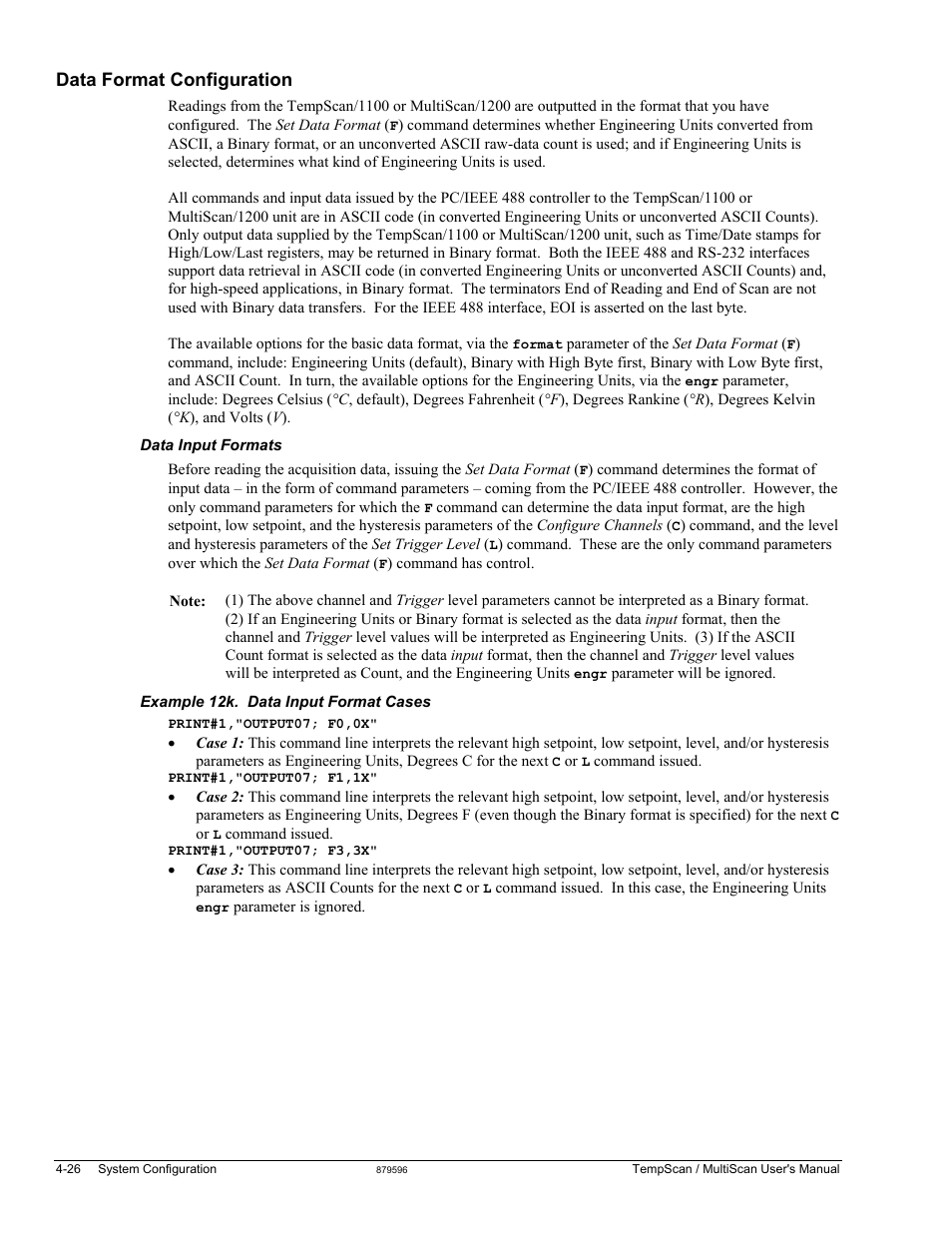 Data format configuration | Measurement Computing TempScan/1100 User Manual | Page 84 / 306