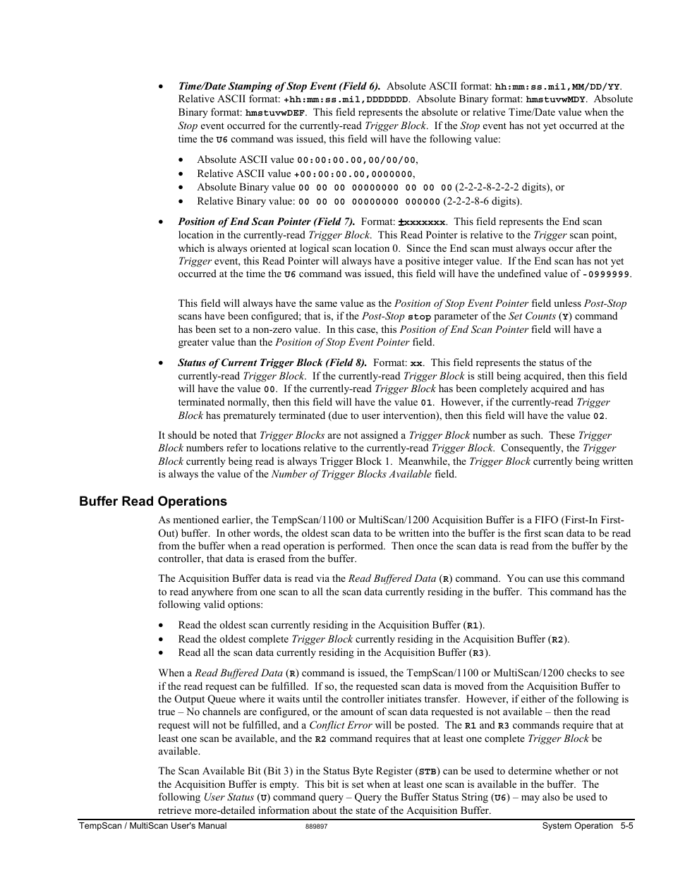 Buffer read operations | Measurement Computing TempScan/1100 User Manual | Page 95 / 306