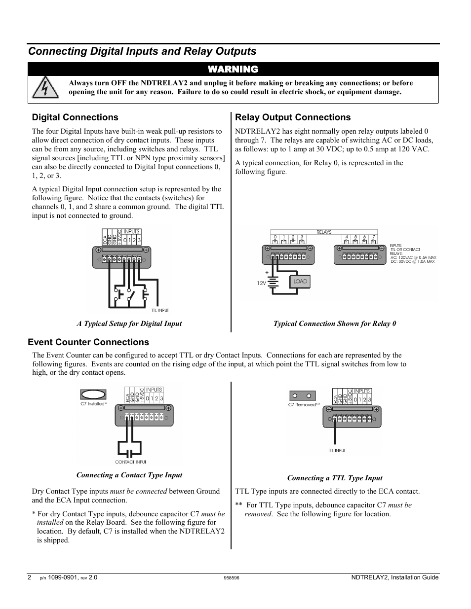 Connecting digital inputs and relay outputs | Measurement Computing NDTRELAY2 User Manual | Page 2 / 4